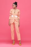 Buy_Raasa_Orange Crepe Printed Tulip Jacket Ulta Blazer And Pant Set _at_Aza_Fashions