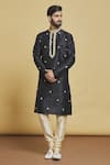 Buy Arihant Rai Sinha Black Silk Embroidery Leaf Kurta Set at Aza Fashions Buy_Arihant Rai Sinha_Black Silk Embroidery Leaf Kurta Set_at_Aza_Fashions