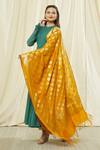Buy_Khwaab By Sanjana Lakhani_Yellow Banarasi Art Silk Woven Floral Circular Pattern Dupatta_at_Aza_Fashions