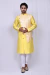 Buy_Arihant Rai Sinha_Yellow Art Silk Woven Floral Jacquard Panelled Kurta Set_at_Aza_Fashions