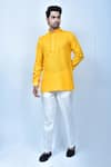 Buy_Samyukta Singhania_Yellow Kurta Linen Cotton Slim Fit And Pant Set _at_Aza_Fashions