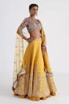 Buy_Smriti by Anju Agarwal_Yellow Lehenga  Taffeta And Organza Miriam Bridal Set _at_Aza_Fashions