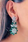 Shop_Prerto_Green Stone Theresa Flora Carved Earrings_at_Aza_Fashions