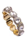 Vasundhara_Gold Plated Diamonds, Stones Handcrafted Studded Bracelet _Online_at_Aza_Fashions