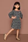 Buy_Petite Pomme_Black Cotton Ikat Hand Block Print Dress _at_Aza_Fashions