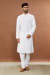 Buy_Aham-Vayam_White Cotton Sequins Ahimsa Embroidered Kurta And Churidar Set _at_Aza_Fashions