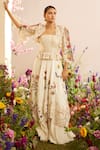 Buy_Chandrima_Ivory Chanderi Embroidered Floral Cut And Thread Layered Lehenga _at_Aza_Fashions