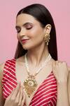 Buy_Samyukta Singhania_White Pearl Chain Layered Long Pendant Necklace Set _at_Aza_Fashions