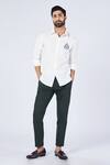 Buy_S&N By Shantnu Nikhil_Off White Viscose, Lycra Embroidery Tab Sleeve Placement Crest Work Shirt_at_Aza_Fashions