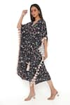 Buy_PS Pret by Payal Singhal_Black Art Crepe Forest V Neck Kaftan  _at_Aza_Fashions