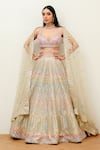 Buy_Studio Iris India_Multi Color Organza Embroidery Geometric Mira Mirror Bridal Lehenga Set _at_Aza_Fashions