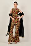 Buy_SANAM_Black Silk Organza Floral Round Versailles Pattern Kurta Trouser Set _at_Aza_Fashions