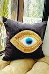 Buy_Throwpillow_Black Blend Of Cotton And Polyester Evil Eye Cushion Cover - Single Pc _at_Aza_Fashions