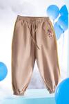 Buy_Little Luxury_Brown Cotton Twill Embroidery Giraffe Motif Safari Pant  _at_Aza_Fashions