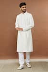Buy_Aham-Vayam_White Cotton Sequins, Embroidery Utsav Kurta And Churidar Set _at_Aza_Fashions