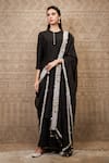 Buy_Prisho_Black Kurta Silk Plain Round Chaniwa Straight Sharara Set  _at_Aza_Fashions