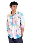 Buy_Theorem_Multi Color Cotton Tie Dye Happy Spiral Shirt  _at_Aza_Fashions