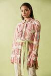 Buy_Betrue_Off White Cotton, Acrylic Embroidery Shawl Neck Cross Stitch Safari Tunic _at_Aza_Fashions