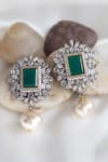 Buy_Nepra By Neha Goel_Green Emerald Embellished Studs_at_Aza_Fashions