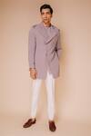 Buy_Tisa - Men_Grey Jacket Viscose Polyester Embroidered Cut Dana Work Kurta Set _at_Aza_Fashions