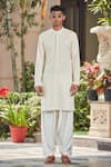 Buy_Bohame_Off White Kurta Georgette Embroidery Chikankari Vatsya With Salwar _at_Aza_Fashions