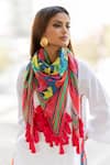 Buy_Pooja-Keyur_Pink Floral Paradise Flower Pattern Scarf _at_Aza_Fashions