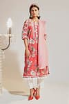 Buy_Sage Saga_Fuchsia Lawn Cotton Printed Floral Round Soha Garden Kurta Palazzo Set _at_Aza_Fashions