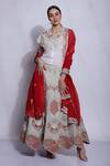 Buy_Sonali Gupta_White Silk, Viscose Embroidery, Beads, Sequins Round Hand Blouse Lehenga Set _at_Aza_Fashions
