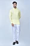 Buy_Arihant Rai Sinha_Yellow Art Silk And Cotton Short Kurta & Pant Set _at_Aza_Fashions