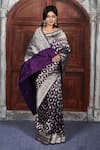 Buy_Naaritva India_Purple Kota Doria Zari Floral Jaal Handwoven Banarasi Saree With Running Blouse _at_Aza_Fashions