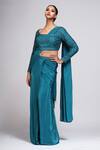 Buy_Shruti S_Green Crepe, Silk, Georgette Sequins, Embroidery Pre-stitched Saree With Top_at_Aza_Fashions