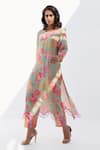 Buy_Archana Shah_Green Silk Pomegranate Round Virtue Pomo Pattern Kurta And Pant Set _at_Aza_Fashions