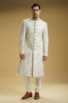 Buy Kommal Sood Off White Silk, Cotton Embroidery Sherwani Set at Aza Fashions Buy_Kommal Sood_Off White Silk, Cotton Embroidery Sherwani Set _at_Aza_Fashions
