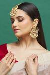 Our Purple Studio_Gold Plated Stones Embellished Earrings And Maangtikka Set _Online_at_Aza_Fashions