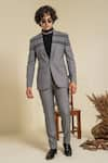 Abkasa_Grey Terry Rayon Pintucks Plymouth Coat And Trouser Set  _Online_at_Aza_Fashions