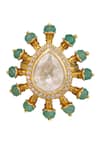 Buy_Osvag India_Gold Plated Diamonds, Stones Tear Drop Shaped Ring _at_Aza_Fashions