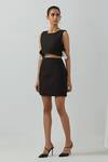 Buy_The Indian Cause_Black Cotton Square Neck Side Tie-up Armour Vest And Skirt Set _at_Aza_Fashions