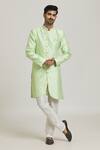 Buy_Samyukta Singhania_Green Sherwani Banarasi Jacquard Woven Floral With Pant _at_Aza_Fashions