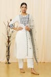 Buy_Samyukta Singhania_White Cotton Blend Embroidered Floral Round Thread Kurta Set _at_Aza_Fashions