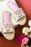 Buy_Soleart_Cream Hand Embroidered - Floral Motifs Flower Sliders _at_Aza_Fashions