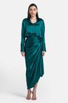 Buy_431-88 by Shweta Kapur_Green Silk Satin Tie Up Draped Skirt  _at_Aza_Fashions
