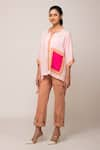 Buy_Ekavira_Pink Modal And Chameli Asymmetric Hem Shirt & Dahlia Brown Pant Set _at_Aza_Fashions