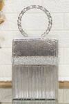 Buy_Kainiche By Mehak_Silver Embellished Rectangle Sequin Bag_at_Aza_Fashions