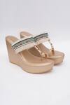 Buy_Sole House_Gold Beads, Fringe Embellished Wedges _at_Aza_Fashions