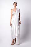 Buy_431-88 By Shweta Kapur_White Silk Embroidery Shells And Pre-draped Cape Saree With Iris Bustier  _at_Aza_Fashions