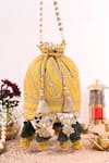 Buy_Miar Designs_Yellow Sequin Aadhya Silk Embroidered Potli Bag _at_Aza_Fashions