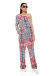 Buy_PS Pret by Payal Singhal_Red Crepe Printed Enchanted Asymmetric Jumpsuit  _at_Aza_Fashions