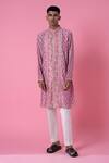 Buy_Siddhartha Bansal_Purple Chanderi Printed Wild Flower Kurta Set  _at_Aza_Fashions