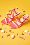 Buy_Tiesta_Pink Faux Leather Candycane Glass Block Heels_at_Aza_Fashions