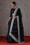 Buy_Weaver Story_Blue Organza Embroidery Zardosi Dupatta _at_Aza_Fashions